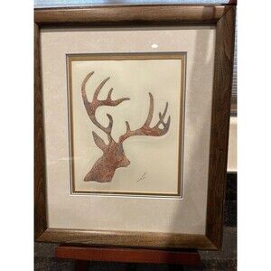 Stag Stitched Art Work - signed Donna Martin 1994